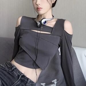 Y2K Unbalanced Long-sleeved Shirt